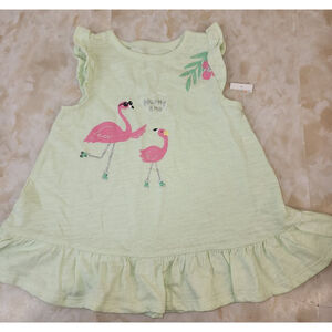Girls Garanimals Mint Green Pink Flamingo Casual Dress 12 Months
